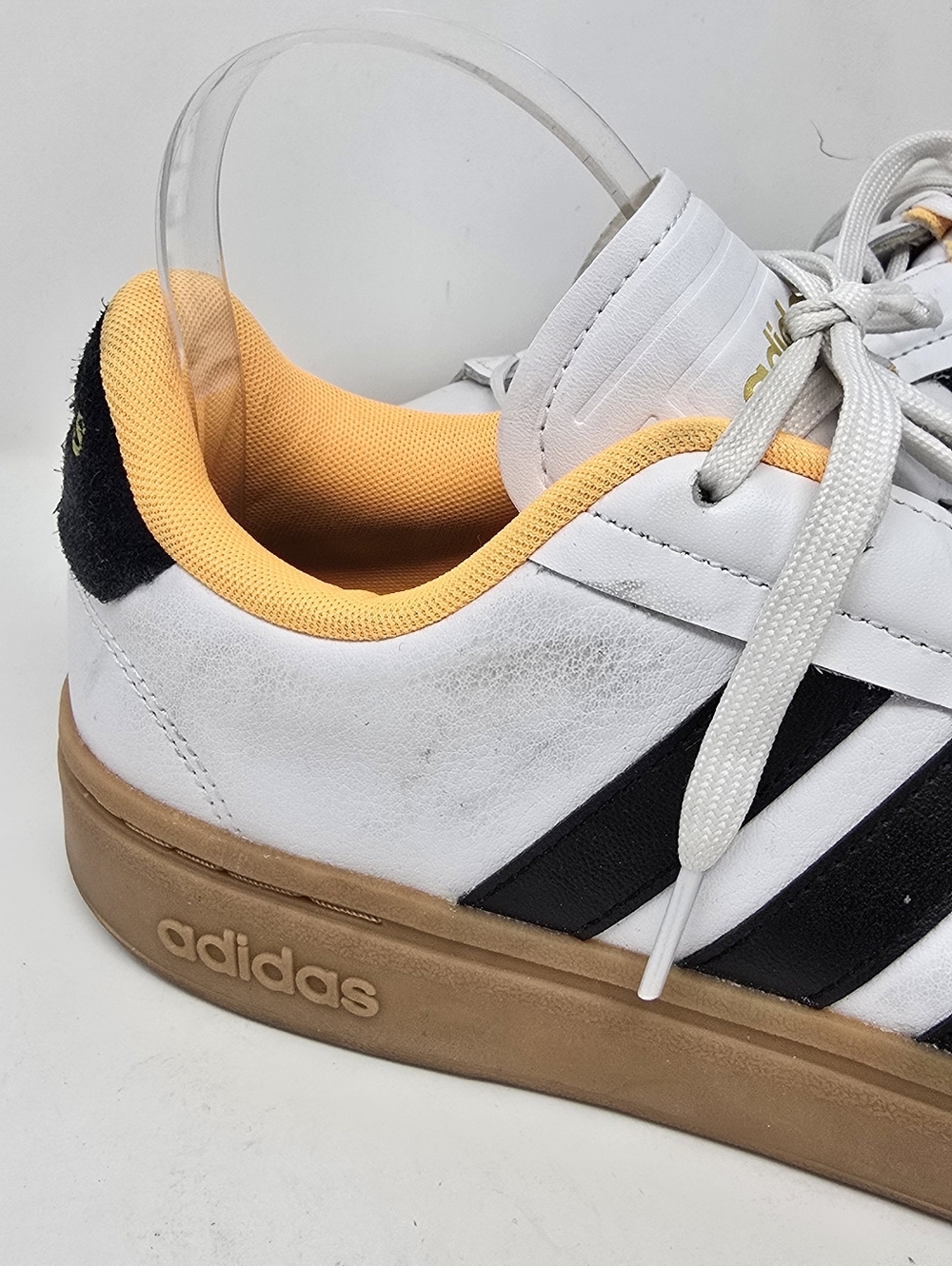 Adidas women 9.5 grand court alpha white flash orange sneakers grunge skaters - Picture 4 of 9